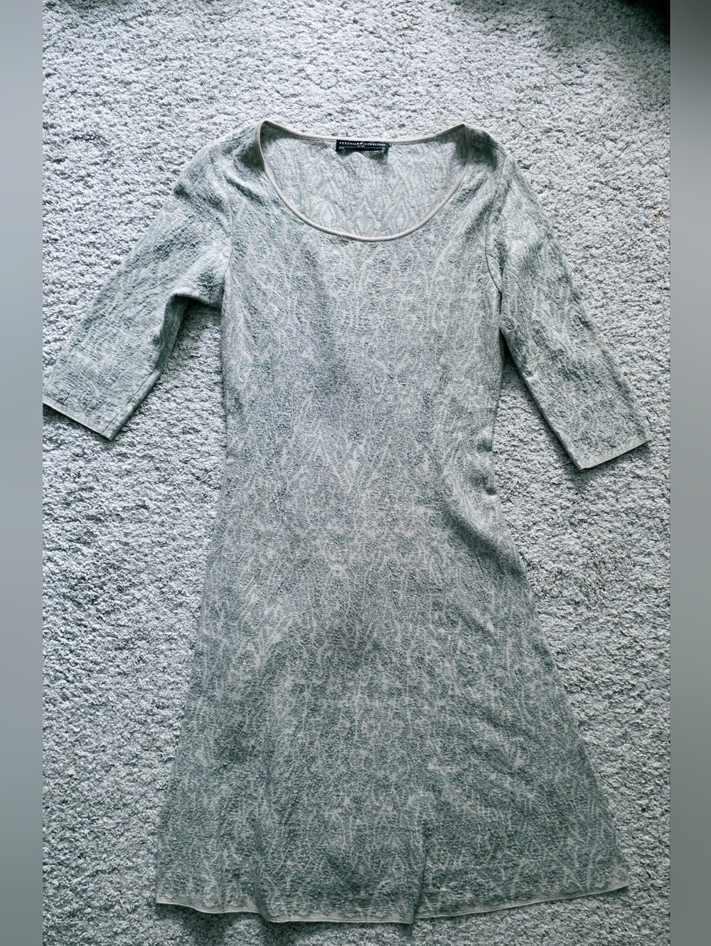 Peruvian Connection 100% Pima Cotton Gray Patterned A-Line Dress Size XS